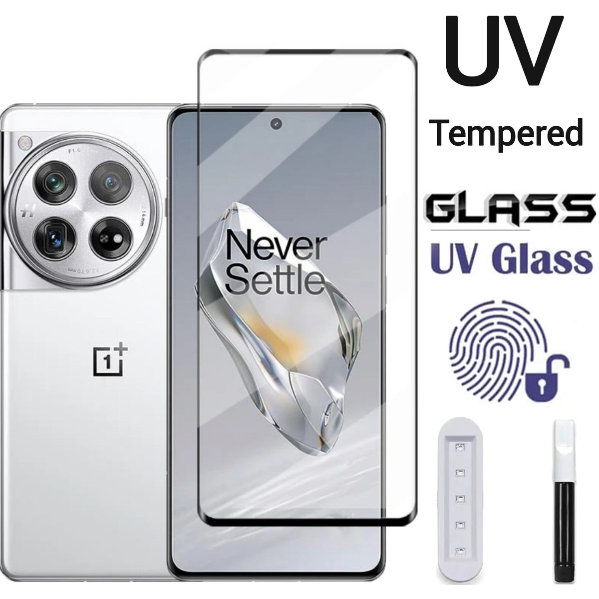 OnePlus 12 UV glass protector Tempered Glass Full Coverage & Full Glue Screen Protector