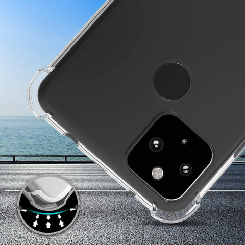 Google Pixel 5a 5G Cover - Transparent - Soft 4D Design Silicone Transparent Clear With Camera Protection Case