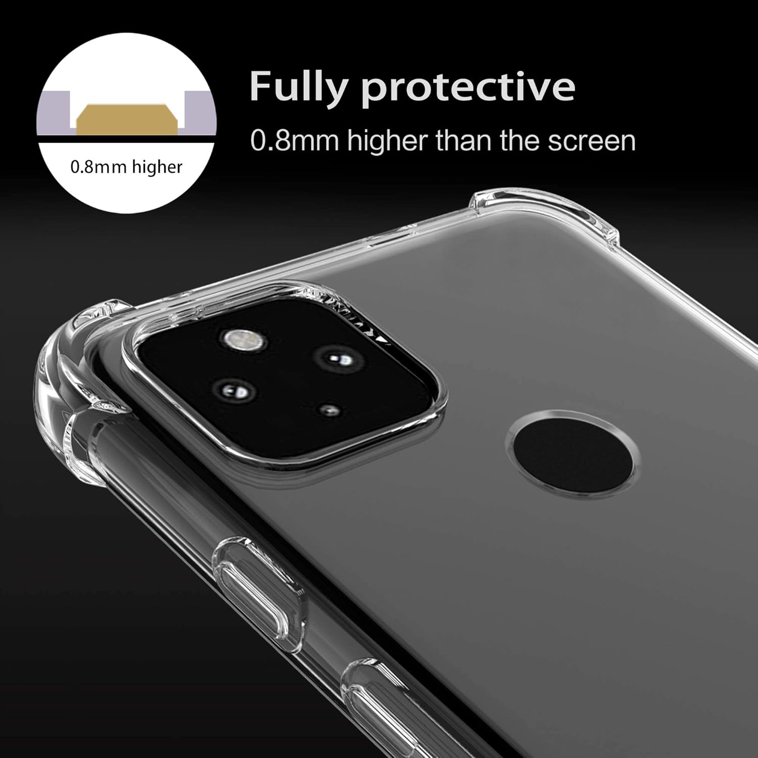 Google Pixel 4a 5G Cover - Transparent - Soft 4D Design Silicone Transparent Clear With Camera Protection Case