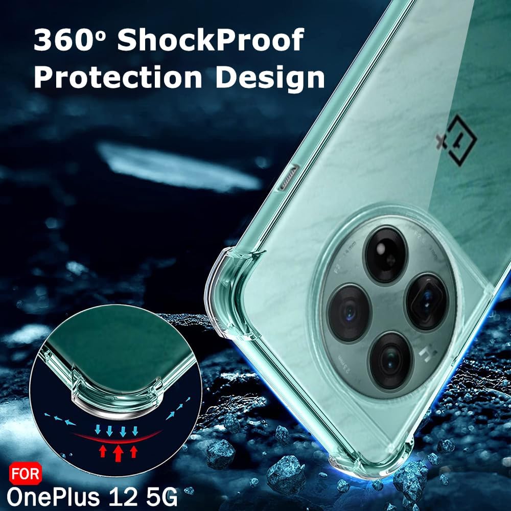 OnePlus 12 Cover - Transparent - Soft 4D Design Silicone Transparent Clear With Camera Protection Case