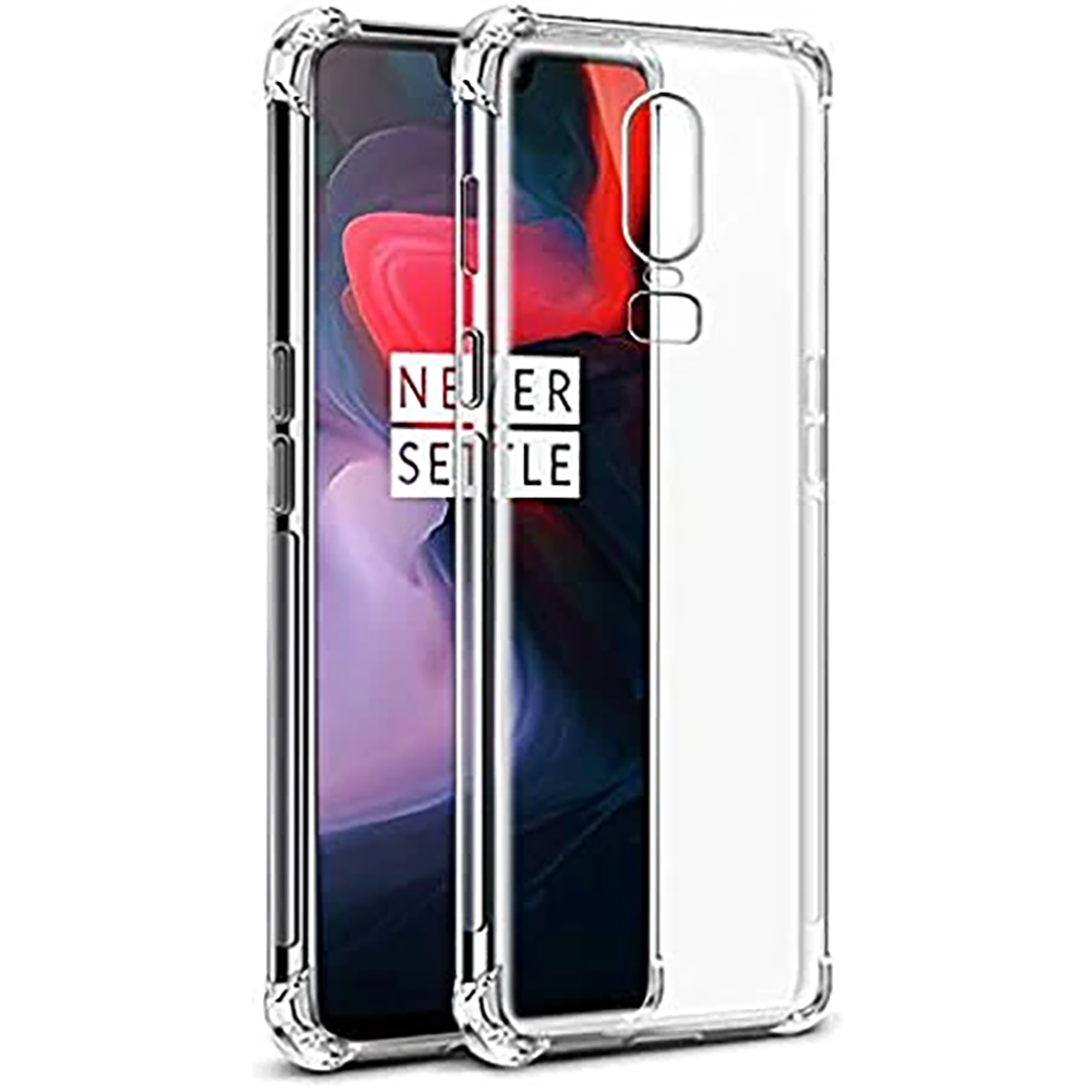 OnePlus 6 Cover - Transparent - Soft 4D Design Silicone Transparent Clear With Camera Protection Case