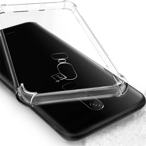 OnePlus 6 Cover - Transparent - Soft 4D Design Silicone Transparent Clear With Camera Protection Case