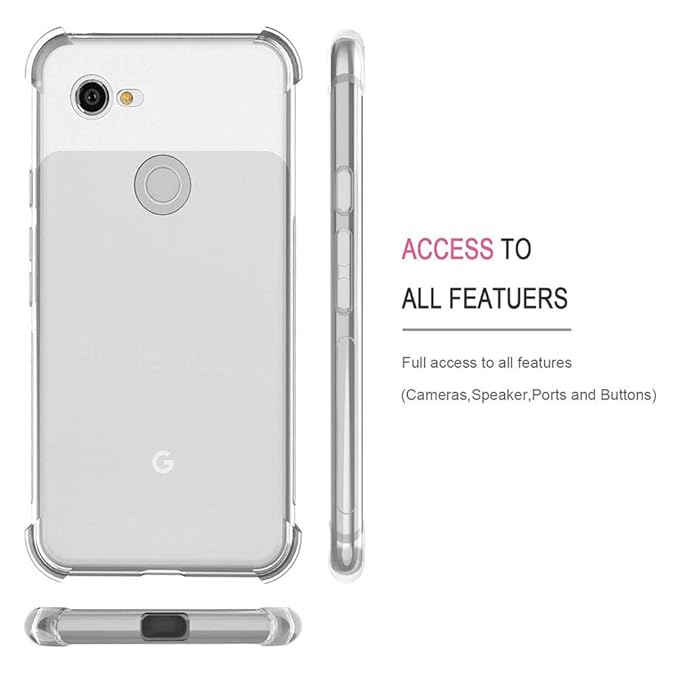 Google Pixel 3a Cover - Transparent - Soft 4D Design Silicone Transparent Clear With Camera Protection Case
