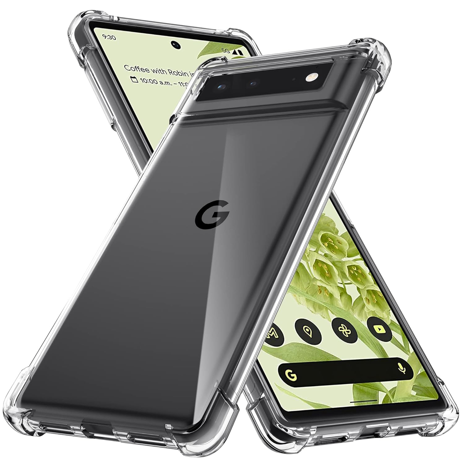 Google Pixel 6 Cover - Transparent - Soft 4D Design Silicone Transparent Clear With Camera Protection Case