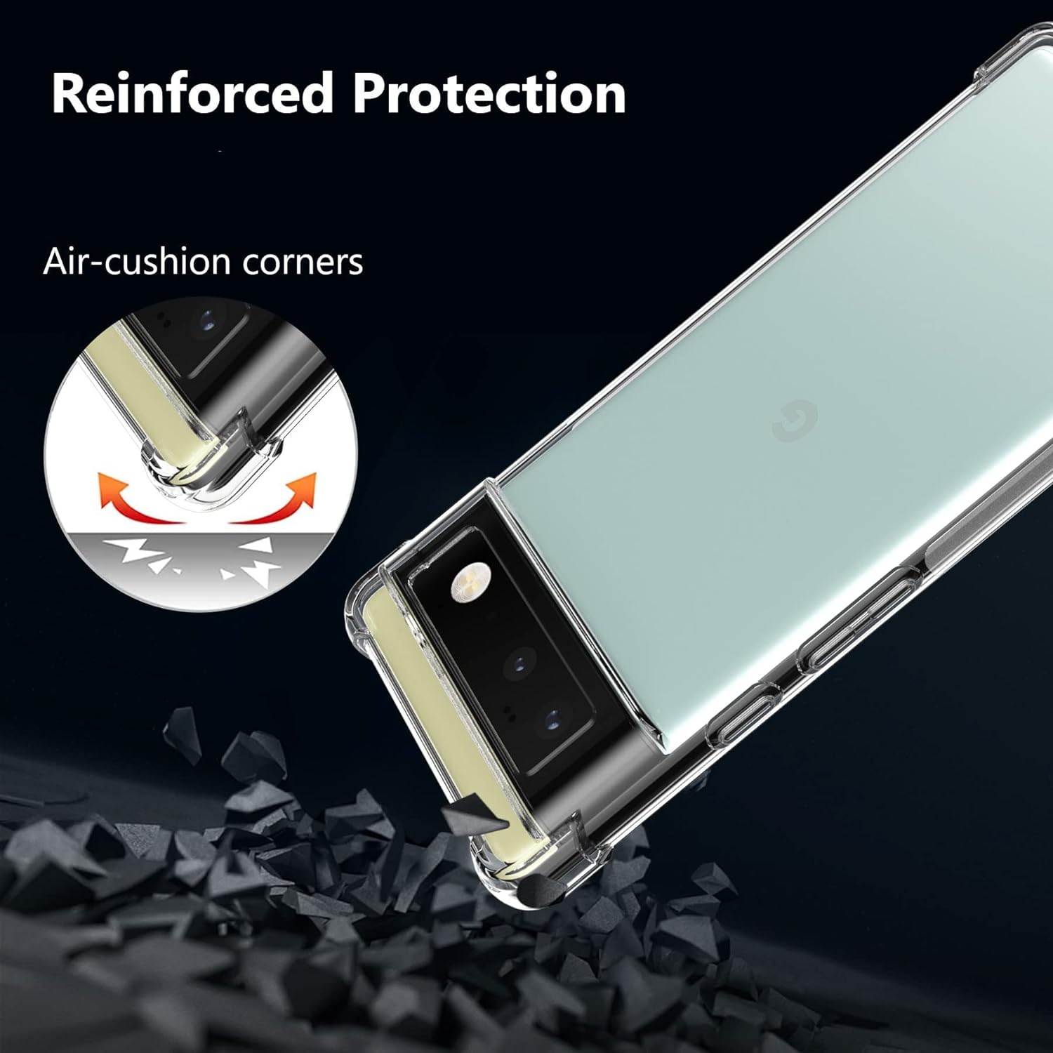 Google Pixel 6 Cover - Transparent - Soft 4D Design Silicone Transparent Clear With Camera Protection Case