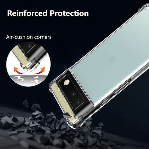 Google Pixel 6 Cover - Transparent - Soft 4D Design Silicone Transparent Clear With Camera Protection Case