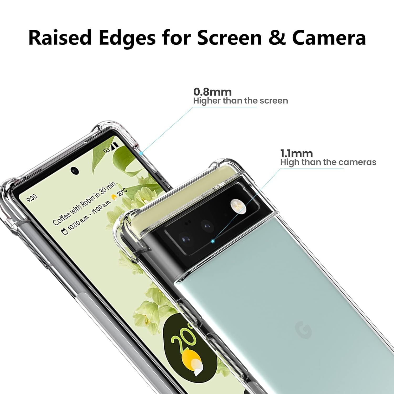 Google Pixel 6 Cover - Transparent - Soft 4D Design Silicone Transparent Clear With Camera Protection Case