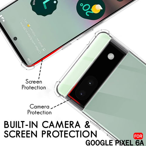 Google Pixel 6a Cover - Transparent - Soft 4D Design Silicone Transparent Clear With Camera Protection Case