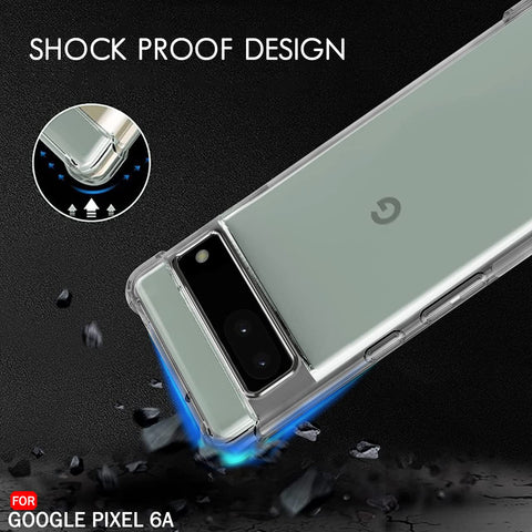 Google Pixel 6a Cover - Transparent - Soft 4D Design Silicone Transparent Clear With Camera Protection Case