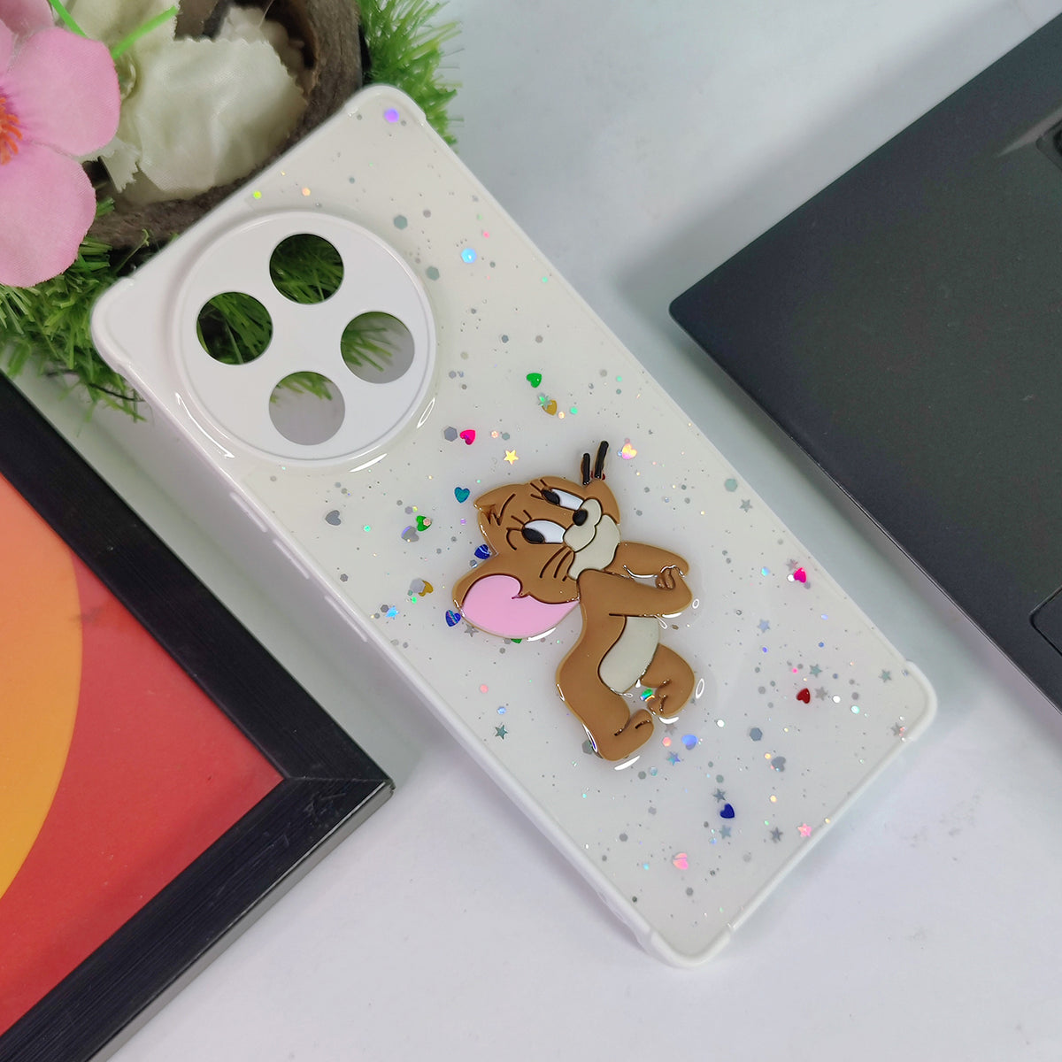 Tecno Camon 30S Cover - White - Cute 3D Cartoon Case With Camera Protection