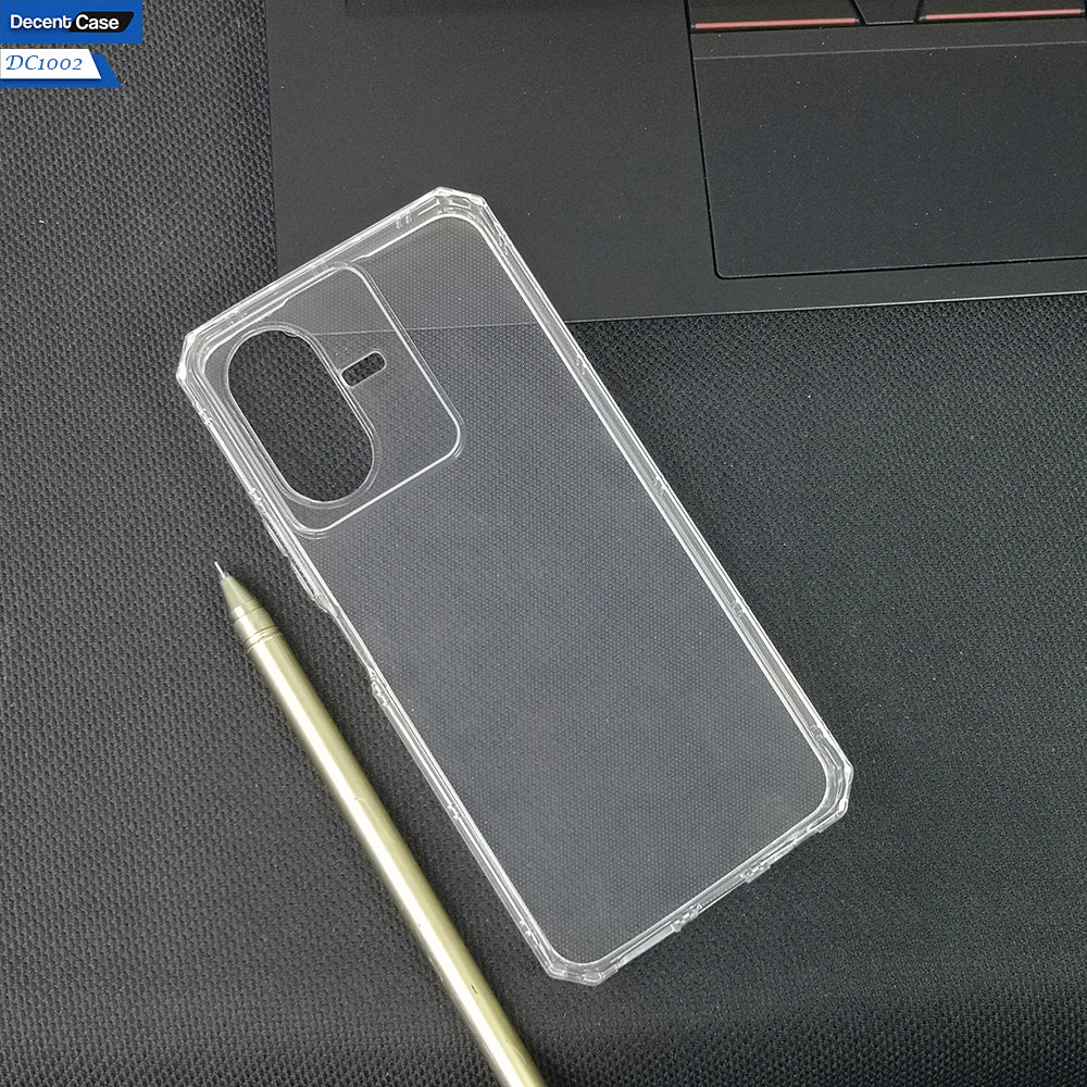 Vivo Y02s Transparent Cover - Four Sided Airbag With Camera Protection Clear Transparent Soft Case