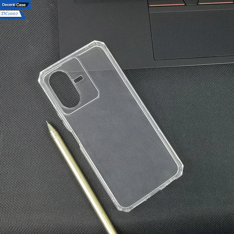 Vivo Y02s Transparent Cover - Four Sided Airbag With Camera Protection Clear Transparent Soft Case