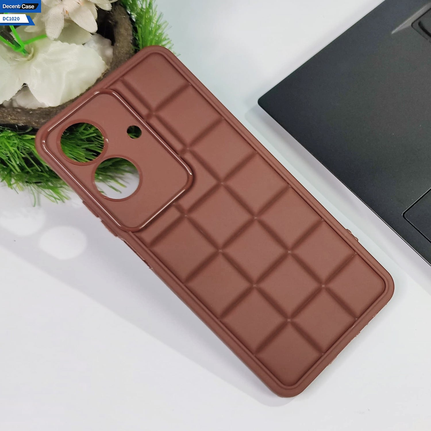 Realme Narzo N61 Cover Soft Silicone Cube Puffer Case