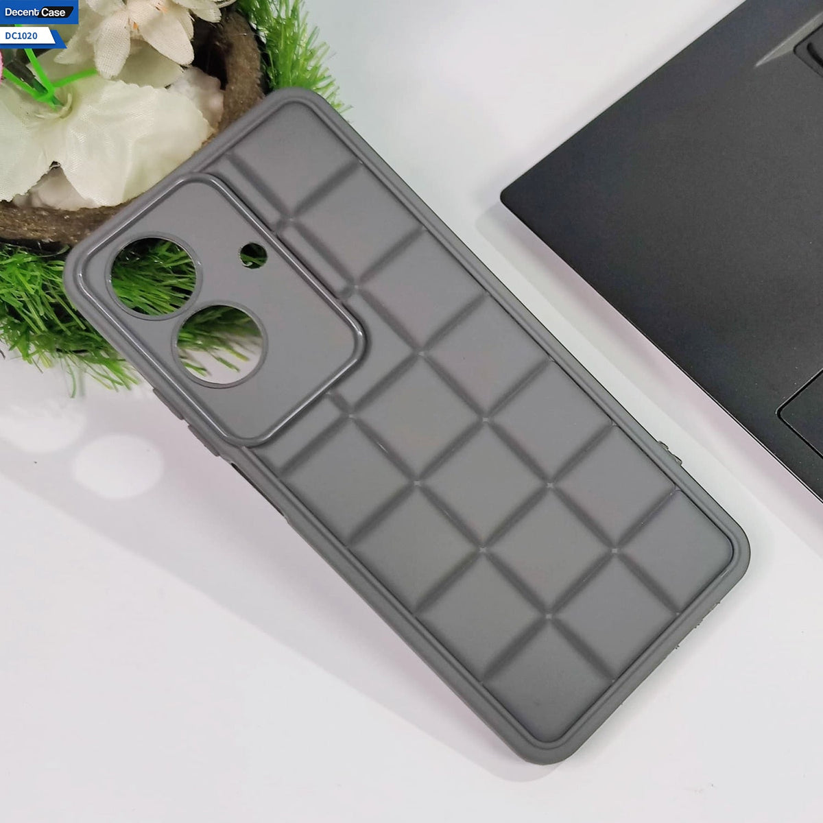 Realme Narzo N61 Cover Soft Silicone Cube Puffer Case