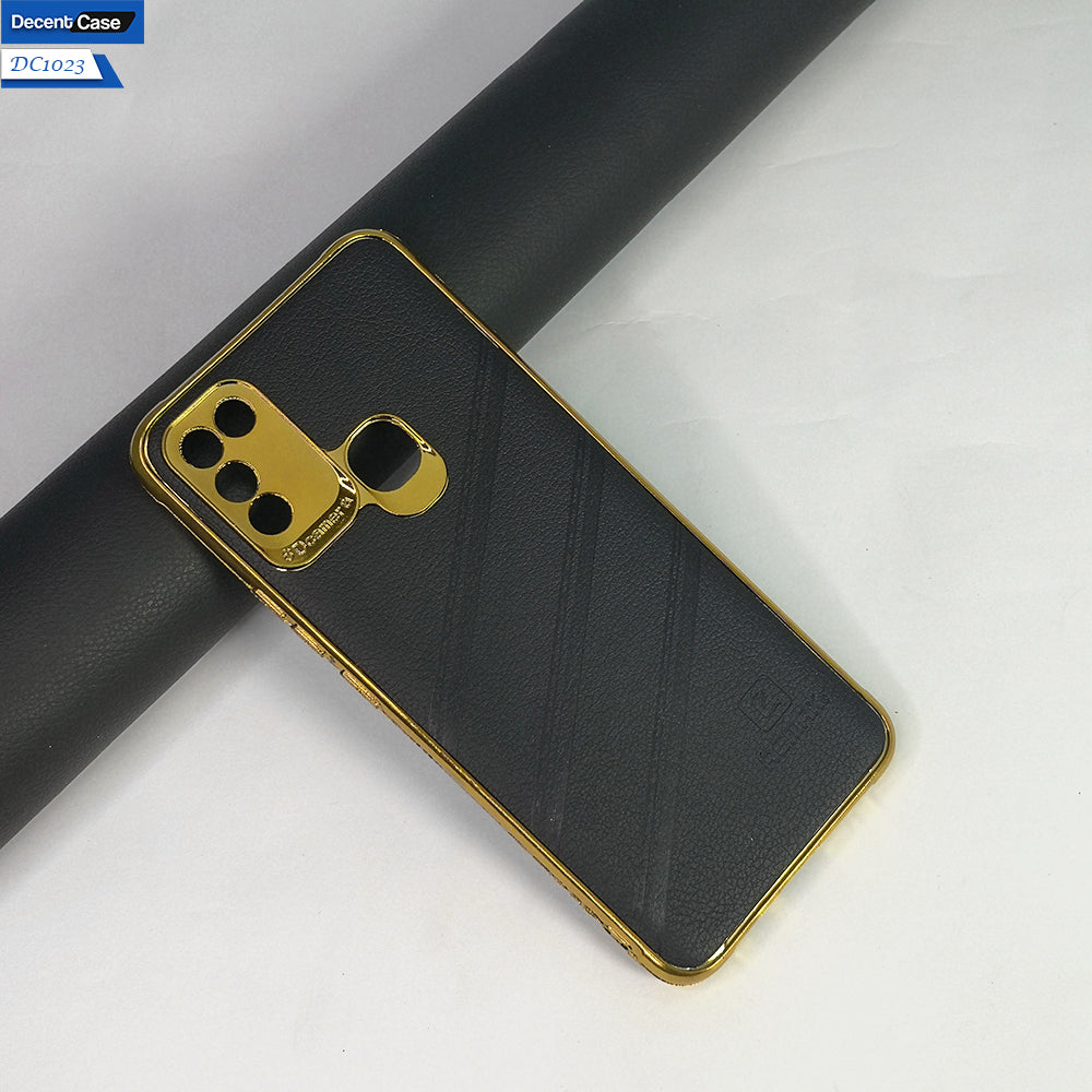 Infinix Hot 10 Play Cover Leather Shockproof Case With Golden Edge