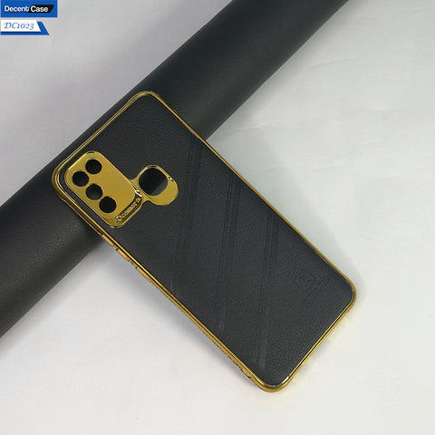 Infinix Hot 10 Play Cover Leather Shockproof Case With Golden Edge
