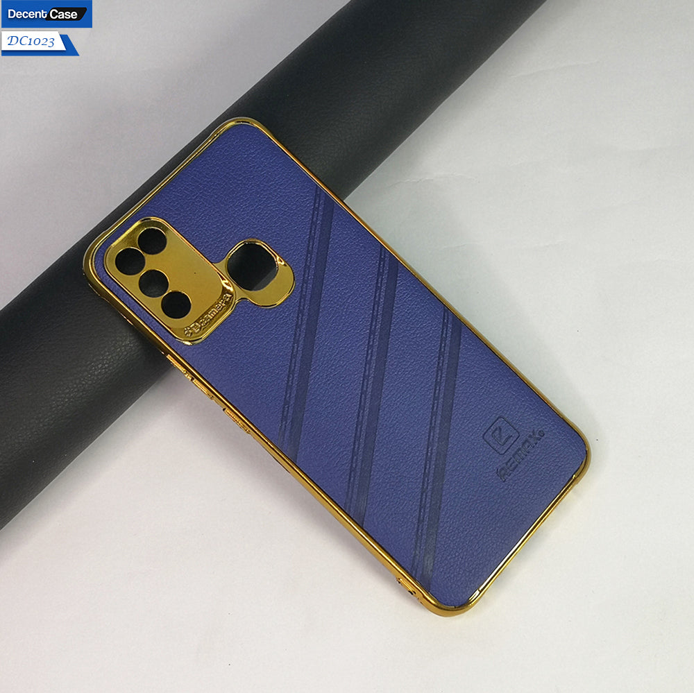 Infinix Hot 10 Play Cover Leather Shockproof Case With Golden Edge