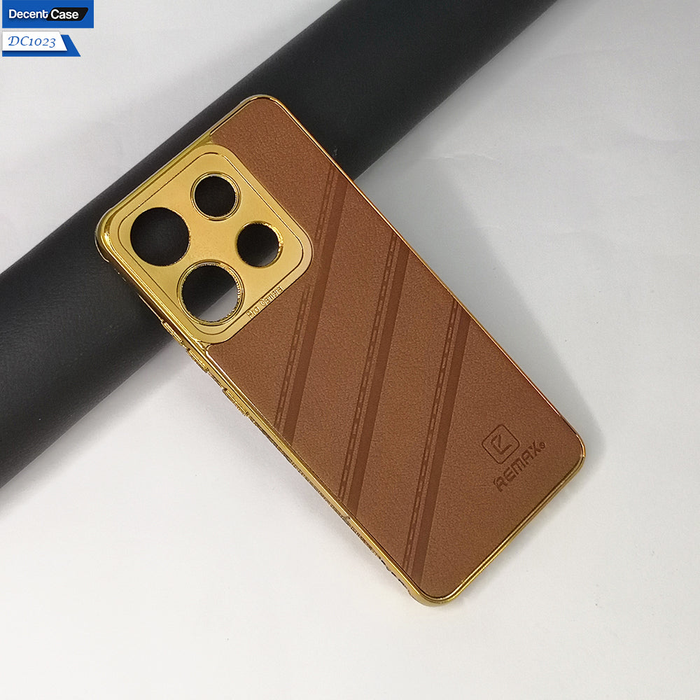 Tecno Spark Go 2023 Cover Leather Shockproof Case With Golden Edge