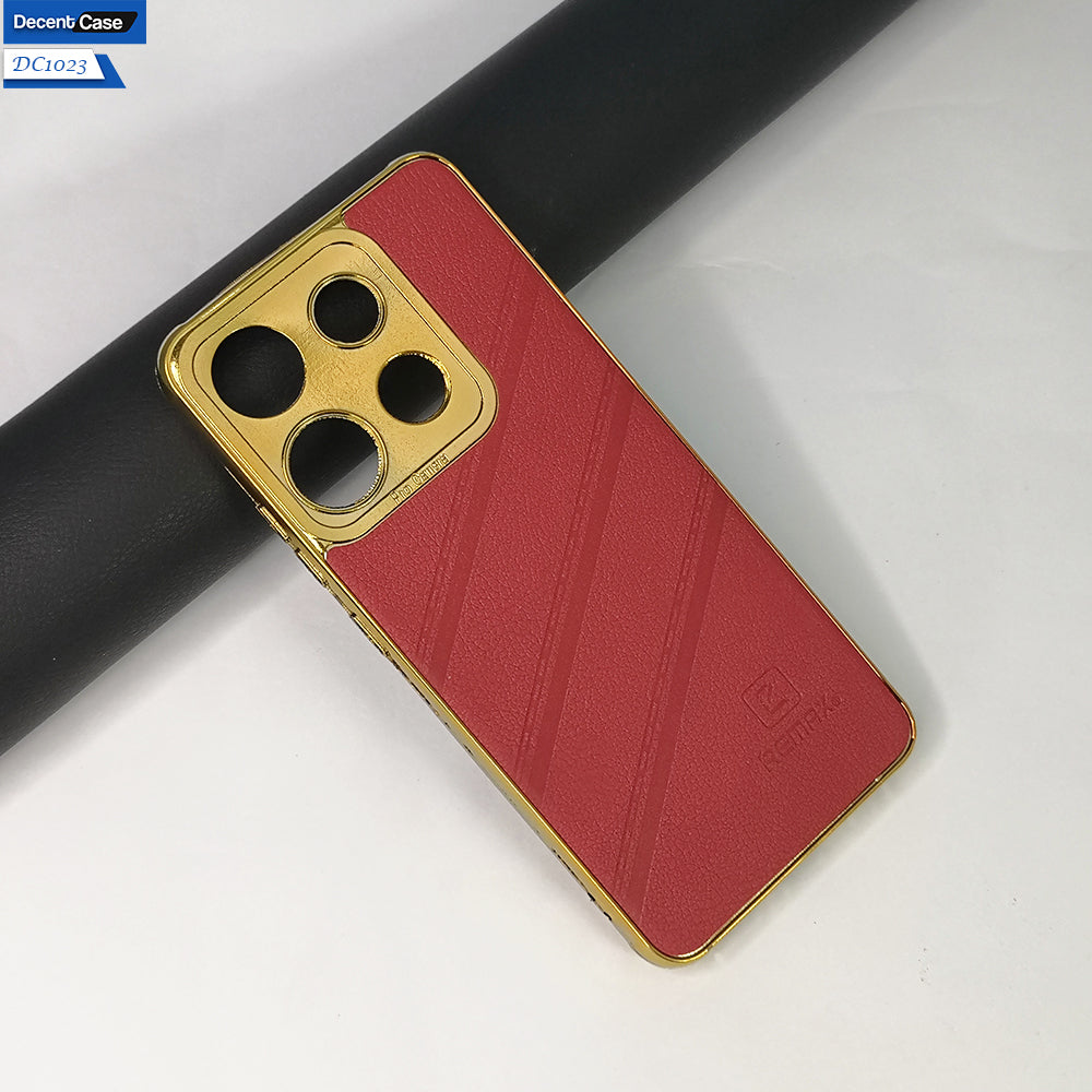 Tecno Spark Go 2023 Cover Leather Shockproof Case With Golden Edge