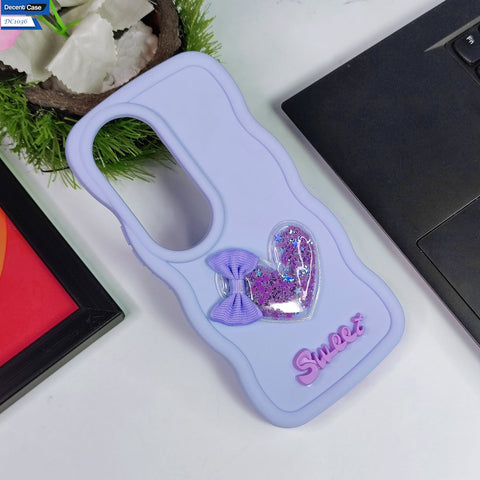 Vivo V40 Pro Cover - Black - 3D Love Heart (Moving Shiny Stars Glitter) & Bow Sweet Candy Color Soft Silicon Case