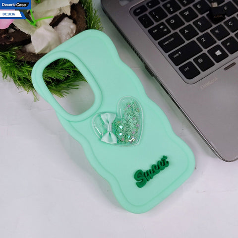 Vivo Y200e Cover - Black - 3D Love Heart (Moving Shiny Stars Glitter) & Bow Sweet Candy Color Soft Silicon Case
