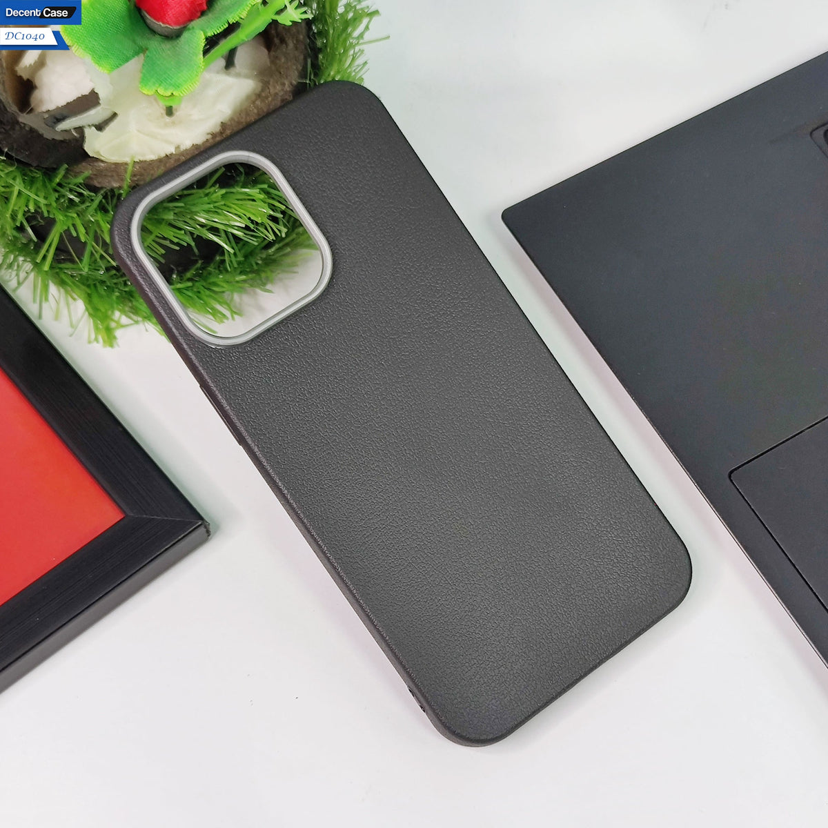 iPhone 15 Pro Max  Cover - Black -  New Elegant Style Leather Texture Case With Metal Camera Ring Protection Case