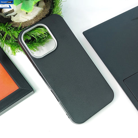 iPhone 16 Pro Max Cover - Gray -  New Elegant Style Leather Texture Case With Metal Camera Ring Protection Case
