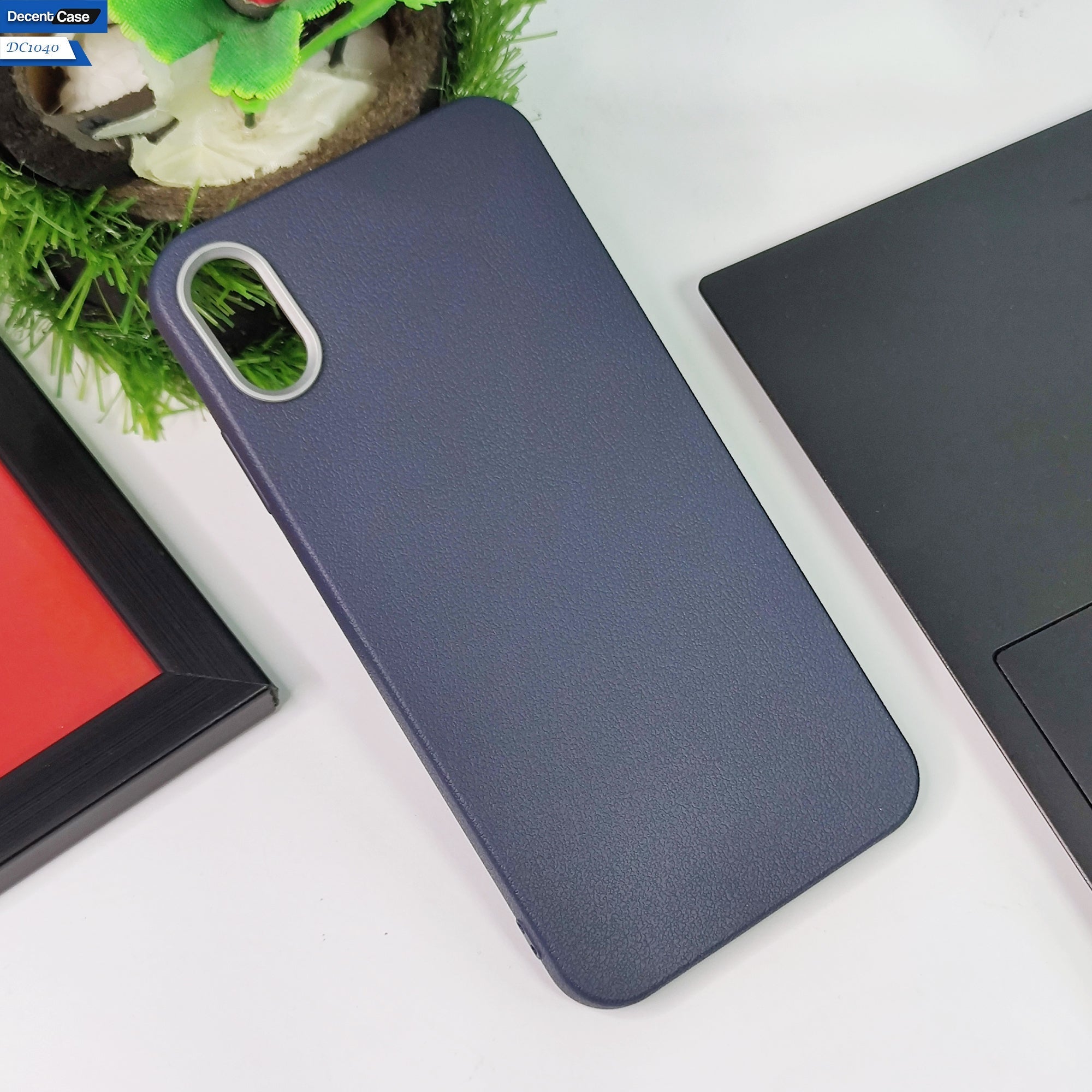 iPhone XS Max  Cover - Gray -  New Elegant Style Leather Texture Case With Metal Camera Ring Protection Case
