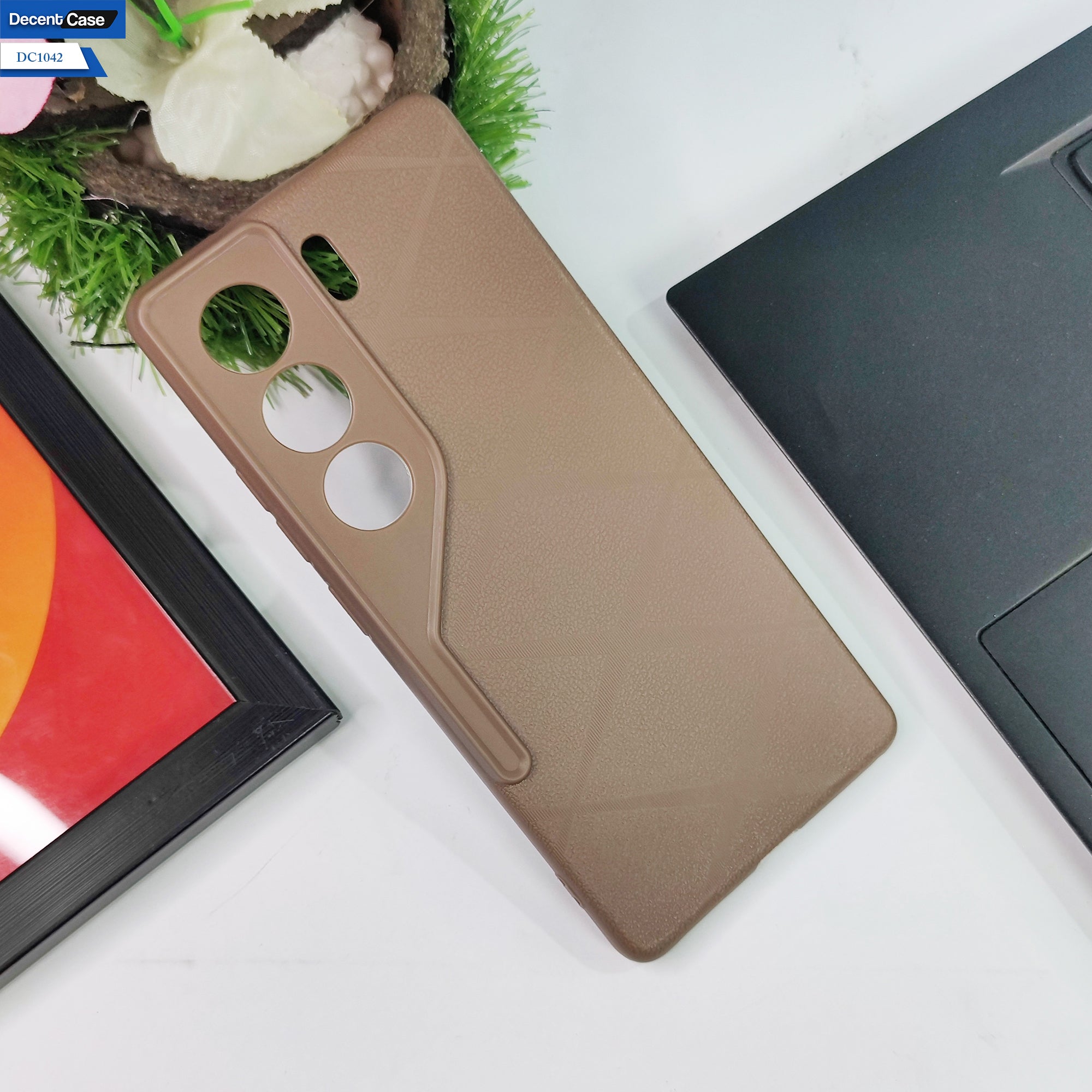 Tecno Camon 40 Pro - Brown - Cover New Stylish Diamond Cut Case Silicone With Camera Protection Case