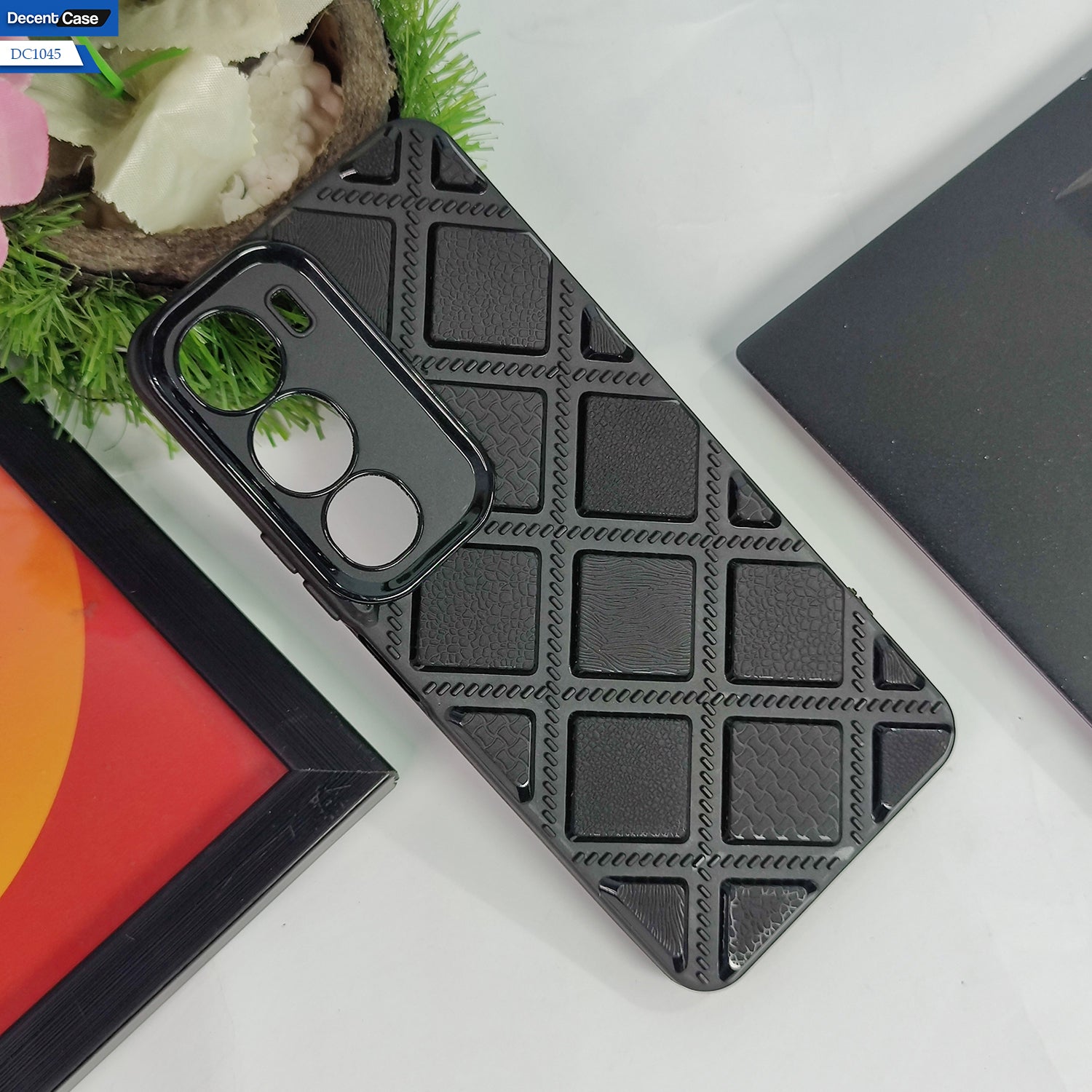 Vivo Y19s - Gray - Cover New Stylish Diamond Cut Case Silicone With Camera Protection Case