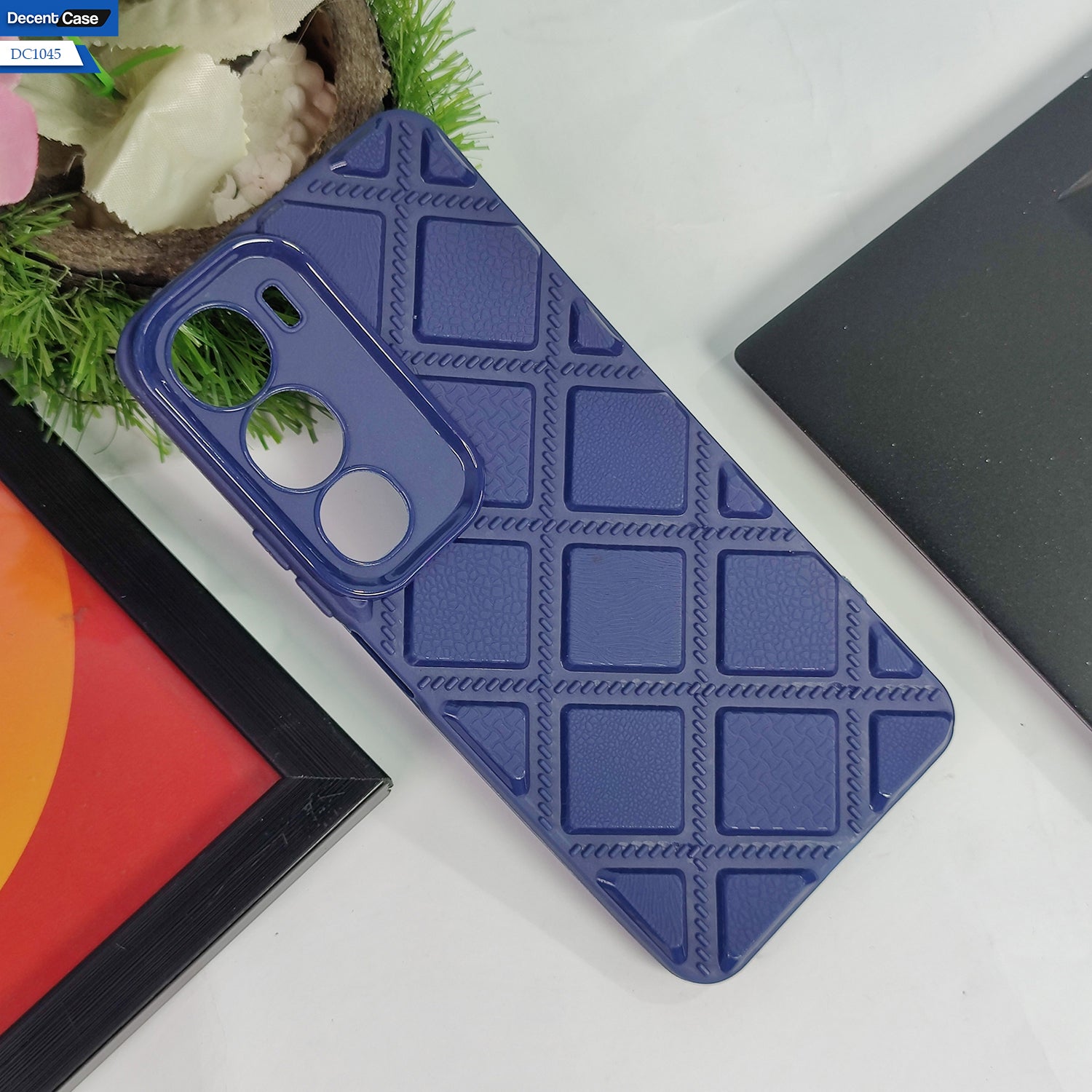 Vivo Y19s - Gray - Cover New Stylish Diamond Cut Case Silicone With Camera Protection Case