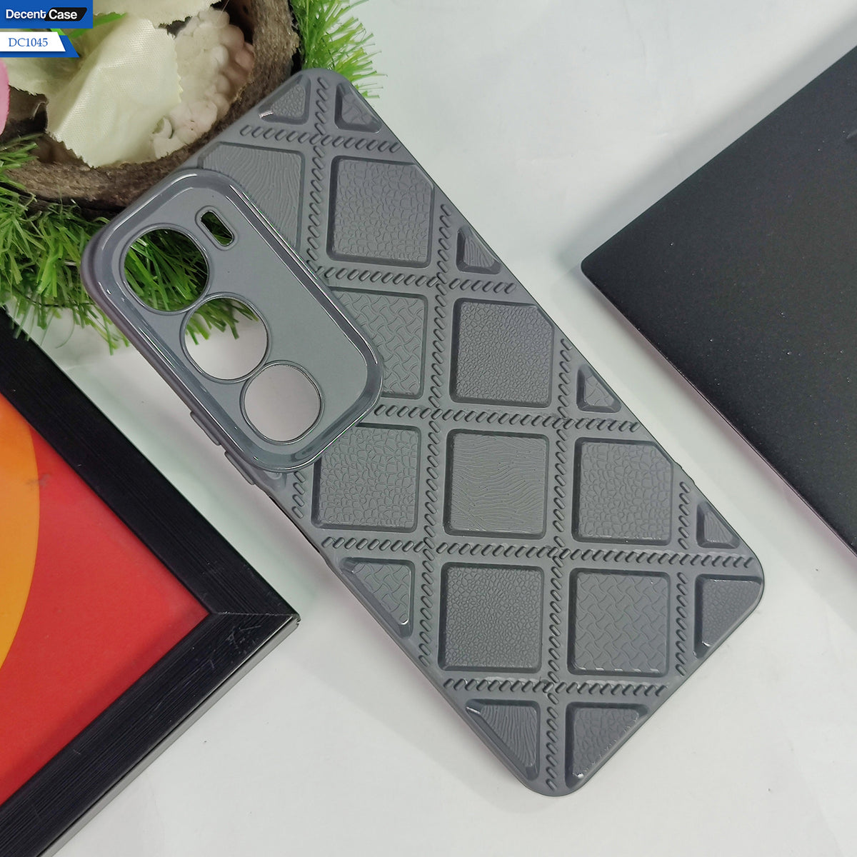 Vivo Y19s - Gray - Cover New Stylish Diamond Cut Case Silicone With Camera Protection Case