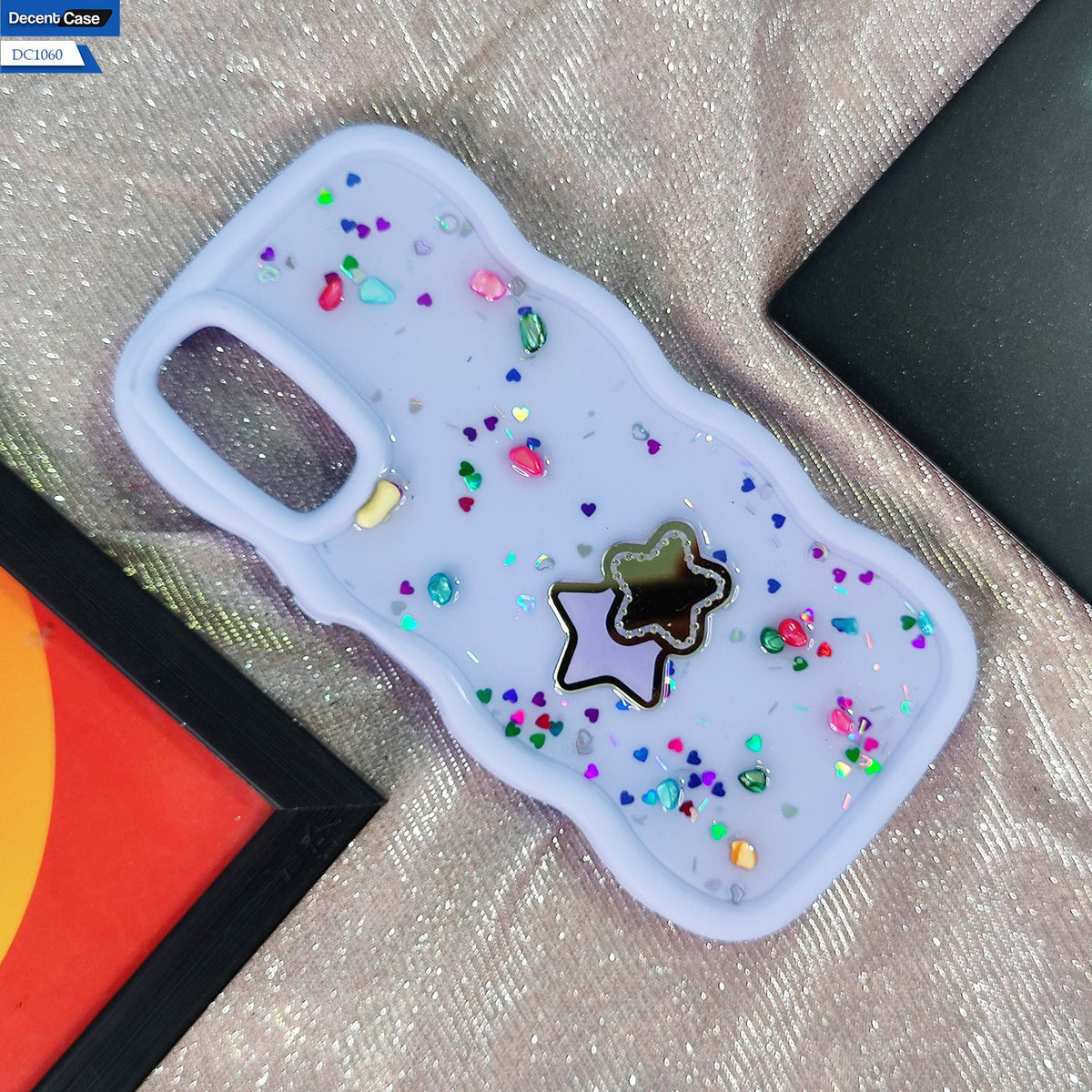 Vivo Y12s Cover - Purple - Cute 3D Star Glitrty Helix Soft Borders Candy Colors Soft Protective Case (Glitter Does Not Move)