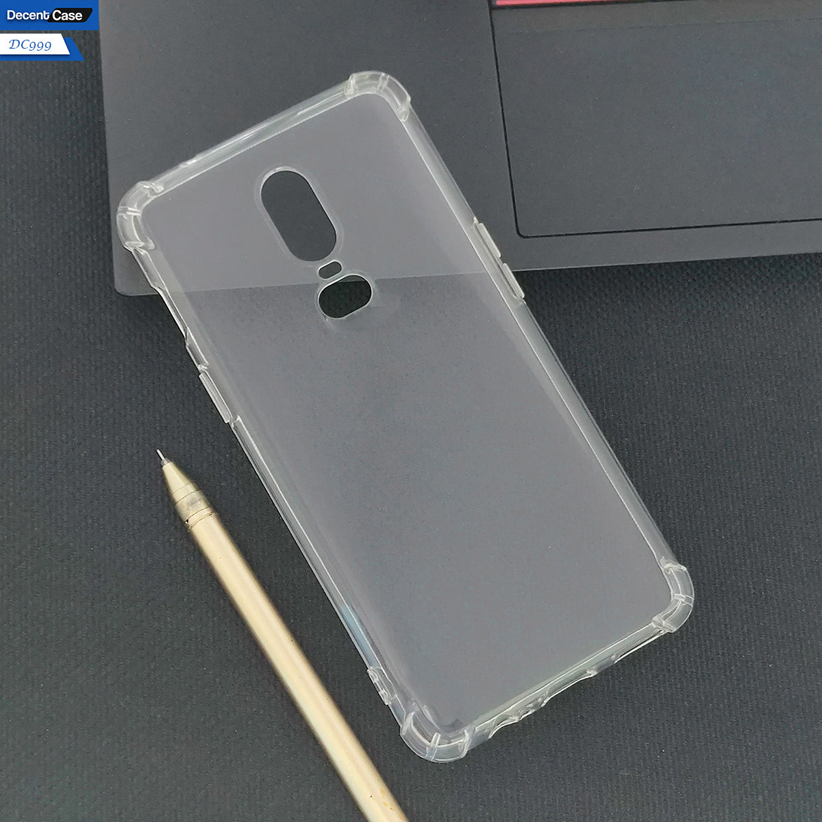 OnePlus 6 Cover - Transparent - Soft 4D Design Silicone Transparent Clear With Camera Protection Case