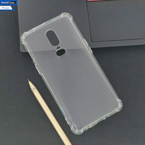 OnePlus 6 Cover - Transparent - Soft 4D Design Silicone Transparent Clear With Camera Protection Case