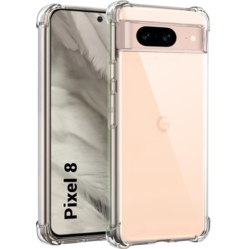 Google Pixel 8 Cover - Transparent - Soft 4D Design Silicone Transparent Clear With Camera Protection Case