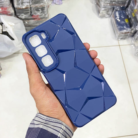 Infinix Hot 60i  Cover - Blue - 3D Stylish Diamond Cut Case Silicone With Camera Protection Case