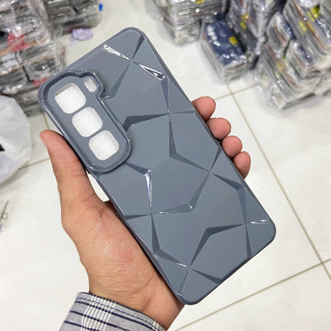 Infinix Hot 60i  Cover - Blue - 3D Stylish Diamond Cut Case Silicone With Camera Protection Case