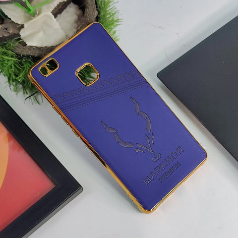 Huawei P9 Lite Cover Leather Markhor logo Shockproof Case With Golden Edge