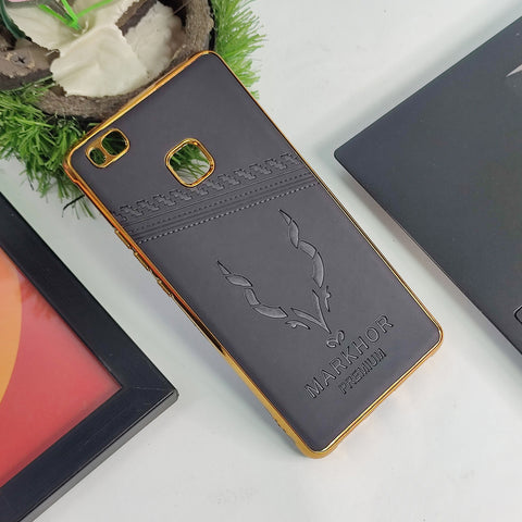 Huawei P9 Lite Cover Leather Markhor logo Shockproof Case With Golden Edge