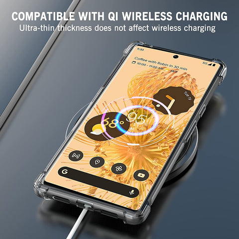 Google Pixel 6 Pro Cover - Transparent - Soft 4D Design Silicone Transparent Clear With Camera Protection Case