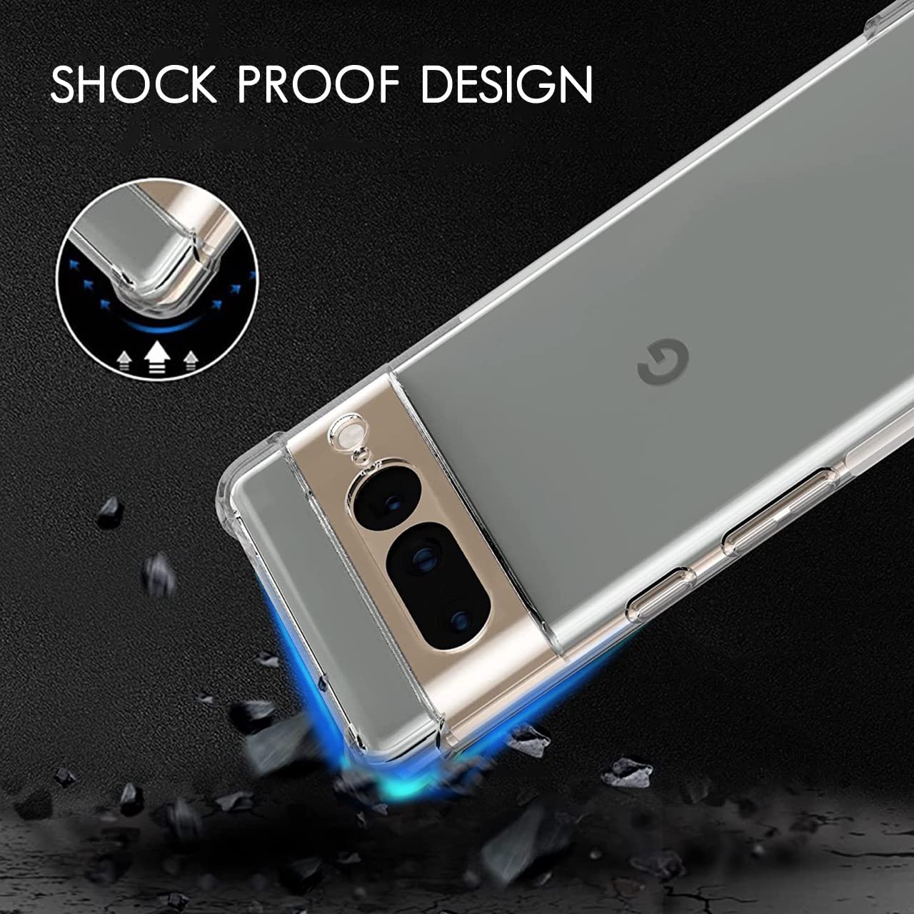 Google Pixel 7 Cover - Transparent - Soft 4D Design Silicone Transparent Clear With Camera Protection Case