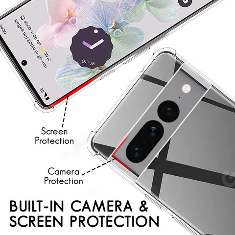 Google Pixel 7 Pro Cover - Transparent - Soft 4D Design Silicone Transparent Clear With Camera Protection Case