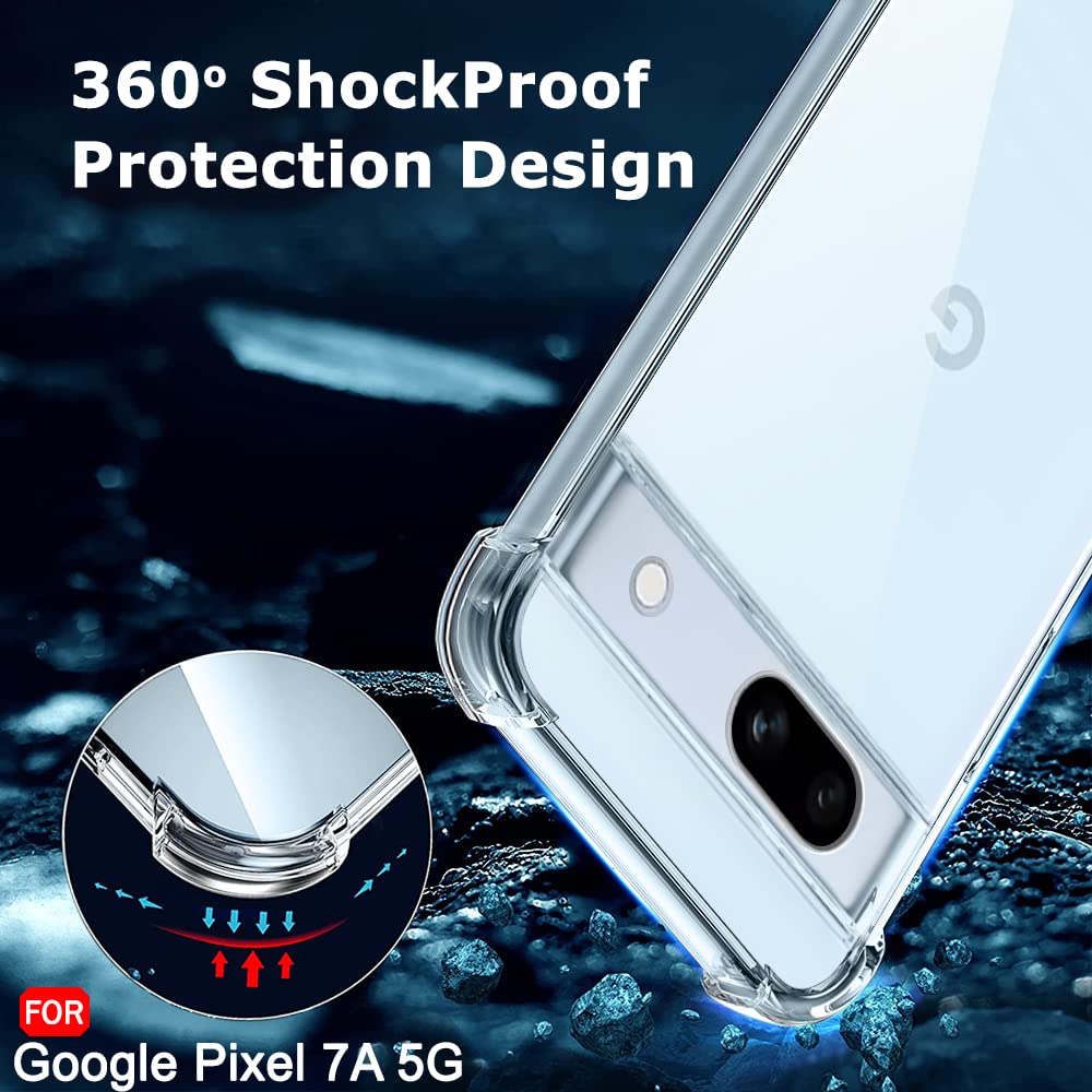 Google Pixel 7a Cover - Transparent - Soft 4D Design Silicone Transparent Clear With Camera Protection Case