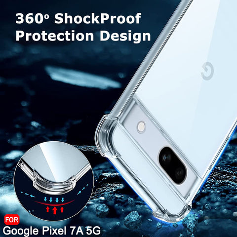 Google Pixel 7a Cover - Transparent - Soft 4D Design Silicone Transparent Clear With Camera Protection Case
