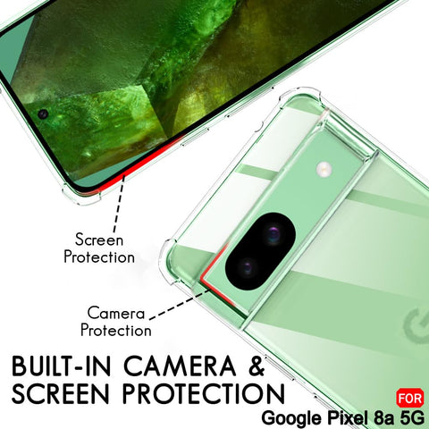 Google Pixel 8a Cover - Transparent - Soft 4D Design Silicone Transparent Clear With Camera Protection Case