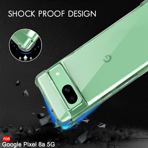 Google Pixel 8a Cover - Transparent - Soft 4D Design Silicone Transparent Clear With Camera Protection Case