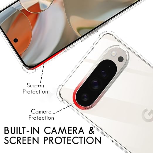 Google Pixel 9 Cover - Transparent - Soft 4D Design Silicone Transparent Clear With Camera Protection Case