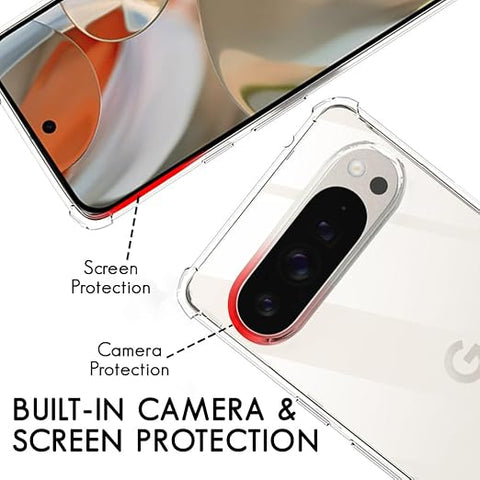 Google Pixel 9 Cover - Transparent - Soft 4D Design Silicone Transparent Clear With Camera Protection Case