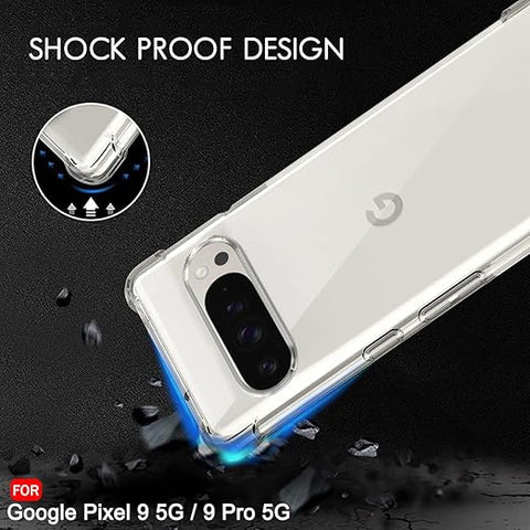 Google Pixel 9 Pro Cover - Transparent - Soft 4D Design Silicone Transparent Clear With Camera Protection Case